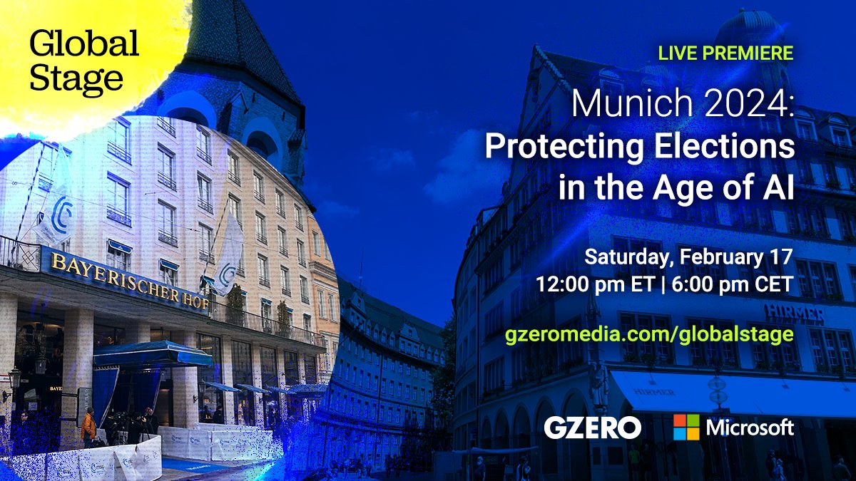 gzeromedia's tweet photo. 2024 is the biggest election year ever. Meanwhile, trust in institutions is plummeting while AI &amp; deep fake tech explode.

Can we use AI to protect elections?

Feb 17 at #MSC2024: an expert discussion with @ianbremmer, Fiona Hill, @bradsmi &amp; @mariatad.

@MSFTIssues #GlobalStage https://t.co/nWtxcTMSJA