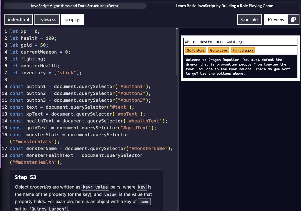 imdesignsllc's tweet image. Day 2 of #javascriptbootcamp with Bad Website Club badwebsite.club/js-bootcamp-fe…
More coding your own Role Playing Game with freecodecamp.org/learn/javascri…