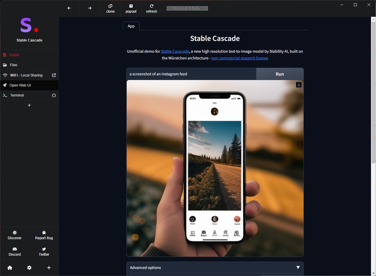 Local Stable Cascade 1 Click Launcher Just wrote a 1-click launcher for this Stable Cascade Gradio app. Works very well! Works on all platforms: Windows, Mac, Linux