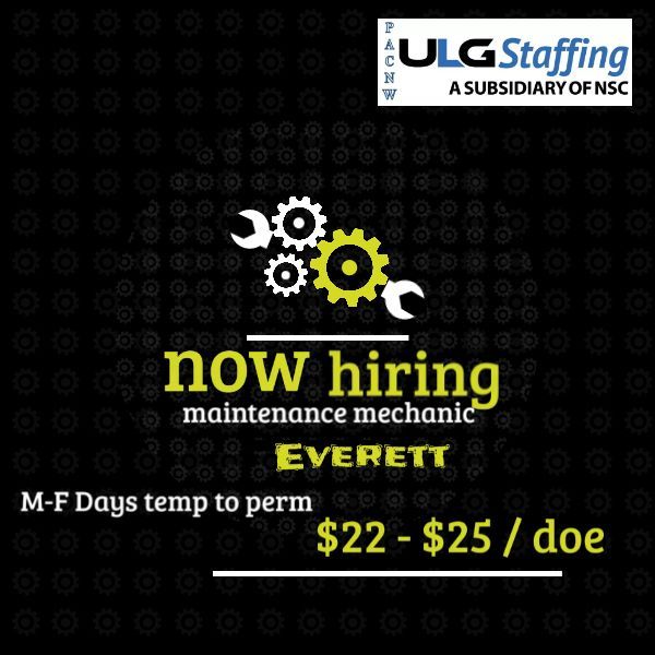 #Careeropportunities
#PACNWJobs #maintenancemechanic
Call Hope today! 425.412.4227