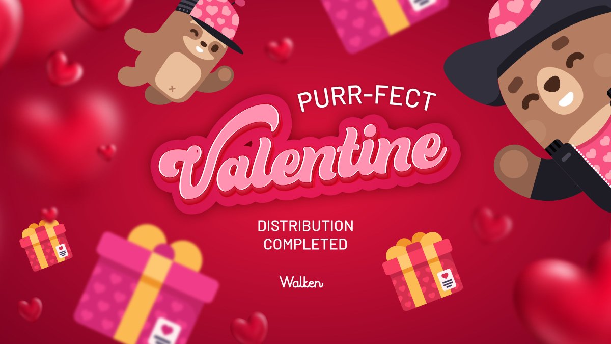 walken_io's tweet photo. ❤️ 💖 PURR-FECT VALENTINE WINNERS
Thrilled to announce the fortunate winners of the Purr-fect Valentine Lottery. 💫 Our heartfelt congratulations:
🐾 https://t.co/SKsNP0SAgI
The distribution of the boxes has been completed, and the winners have their boxes in Collectibles —> Lootboxes 🎁.
#walken_io #DeFi #Web3Gaming