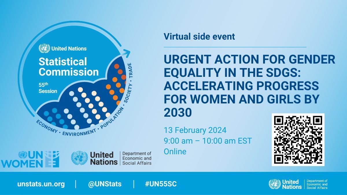 📢 Happening in ONE HOUR: Register for <a href="/UN_Women/">UN Women</a> #UN55SC virtual side event on accelerating progress for women and girls by 2030. 

This event focuses on findings and urgent messages from the “Progress on the SDGs: The gender snapshot 2023" report. buff.ly/42lNFec
