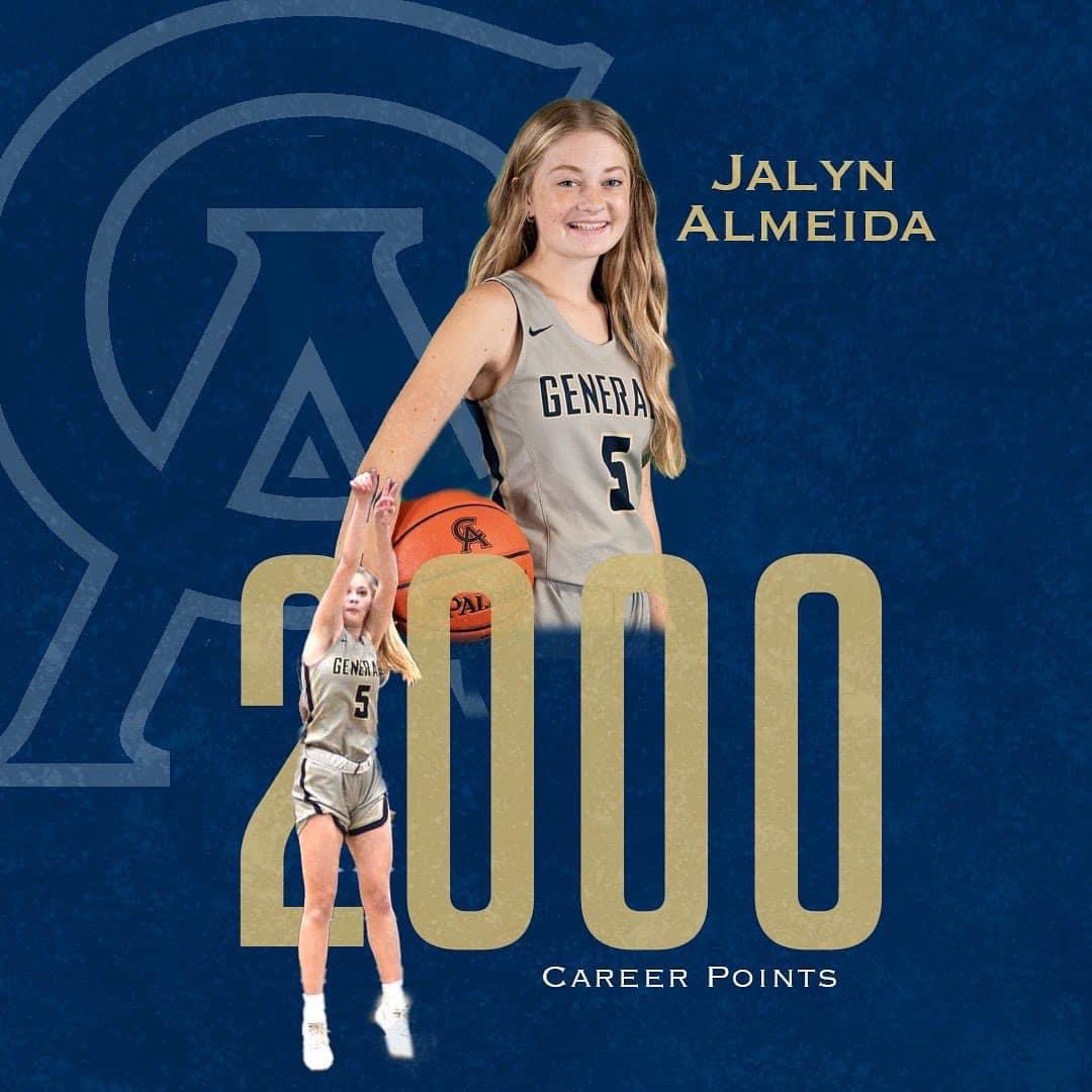 Congratulations to <a href="/C_S_Basketball/">CoastalSelectBasketball</a> Senior <a href="/almeidajalyn/">jalyn almeida</a> on reaching her 2,000 career point last night during her final regular season game.