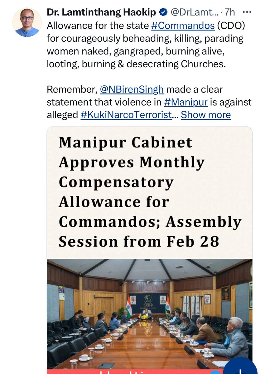 BikramjitMK's tweet image. 🚨𝙎𝙩𝙧𝙤𝙣𝙜 𝙗𝙖𝙨𝙚𝙡𝙚𝙨𝙨 𝙖𝙡𝙡𝙚𝙜𝙖𝙩𝙞𝙤𝙣𝙨 𝙖𝙜𝙖𝙞𝙣𝙨𝙩 @manipur_police 𝙘𝙤𝙢𝙢𝙖𝙣𝙙𝙤𝙨❗️
Is @DrLamtinthangHk  accusing state police  #Commandos (CDO) for beheading, killing, parading women naked, gangraped, burning alive, looting, burning &amp;amp; desecrating Churches…
