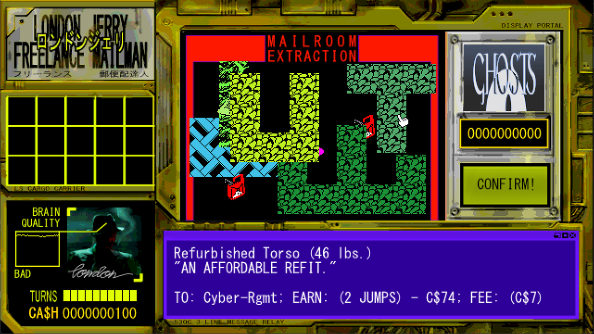 itchio's tweet photo. LONDON JERRY: You're London Jerry, a freelance mailman. You have a crappy ship, a brain that makes you sick, and several hundred packages you gotta deliver all over the galaxy.

https://t.co/y6LhBZEaKA https://t.co/luF4Jss8lj