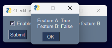 Hotta3216's tweet image. 3.3.2 Checkbox
オンだとTrue、オフだとFalseが返ってきます
#ノンプロ研 #もくもく会 #PySimpleGUI