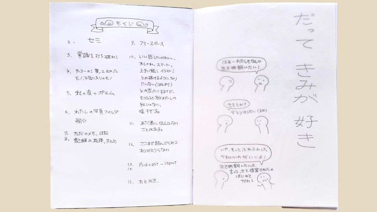 kinoko_chan_z's tweet photo. 「だってきみがすき」
①/④
ZINE:A5サイズ。全18ページ。コピー本。表紙に布、毛糸を使用。
❄️冬はもこもこニット、あったかアウター、そして…ふわふわZINE!❄️
#ZINE #冊子 #リトルプレス #きのこちゃんZINE #自主制作本 #zinebook #instantbook #book #artbook #art #illustration #手作り冊子 https://t.co/tpwSQWjIdN