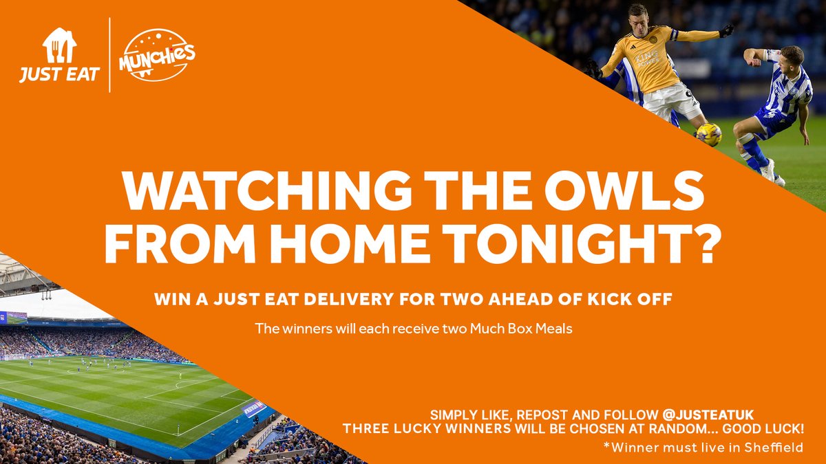 swfc's tweet image. Fancy a takeaway courtesy of our partners @JustEatUK, delivered to your home just before kick-off tonight? 😋

Simply like, repost and follow @JustEatUK for your chance to win 👌

Three winners will be chosen at random, good luck! 🤞

#LEISHW | #swfc