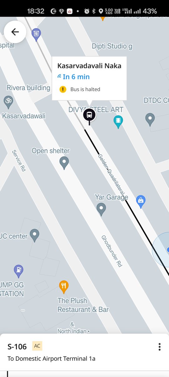 kambliamol's tweet photo. @chaloapp this has been happening everyday now...bus starts at the expected time however it gets delayed due to unnecessary hault made by the driver

Could you please look into the same 

Bus no MH47AS8939
Route S106

#chalobus https://t.co/I6rdRWCjYs