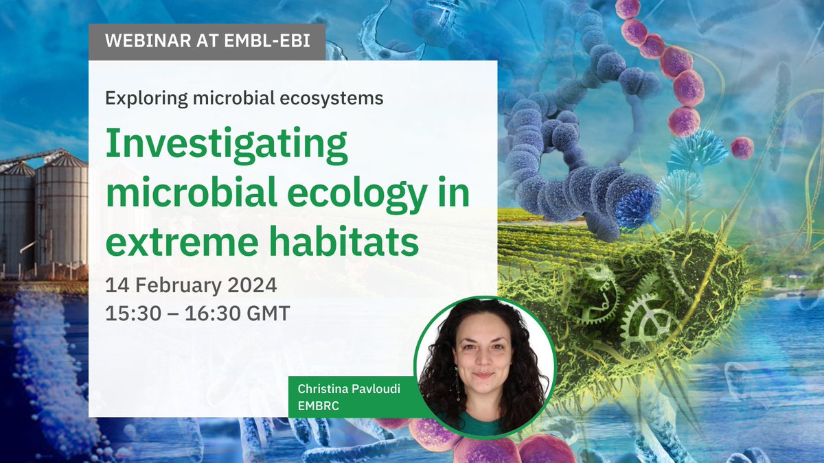 There’s still time to join tomorrow’s #webinar with @cpavloud to discover the methodologies employed to investigate how #microbiomes thrive in challenging environments. Registration is free but essential: ebi.ac.uk/training/event… #metagenomics #datascience #lifesciences