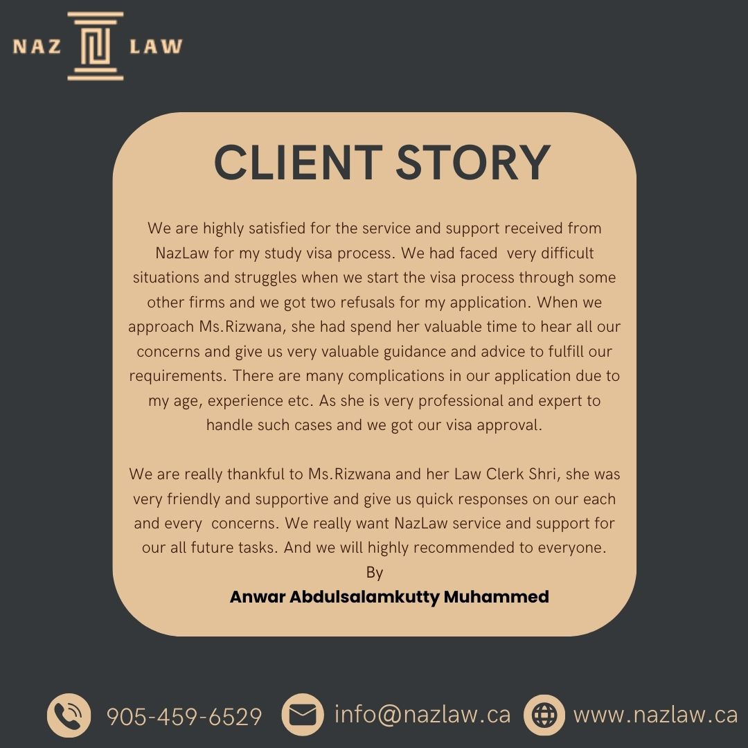 nazlaw23's tweet photo. Dear Anwar Abdulsalamkutty Muhammed,
Thank you so much for taking the time to share your experience with NazLaw. We are thrilled to hear about your satisfaction with the service and support you received during your study visa process.
Tel No:- 905-459-6529
https://t.co/0BCyc1A2jt https://t.co/s61txzAXtT