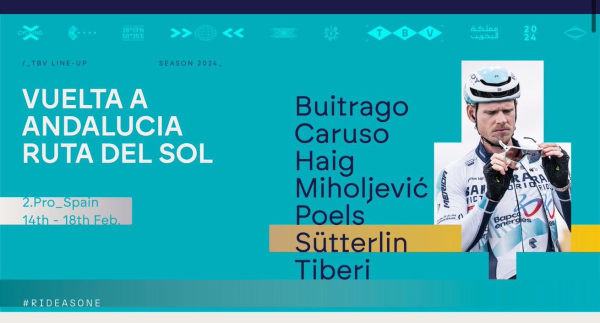 📣 Here’s our team for @VCANDALUCIA 🇨🇴 @SantiagoBS26 🇮🇹 @CarusoDamiano 🇦🇺 @jackhaig93 🇭🇷 @FranMiholjevic 🇳🇱 @WoutPoels 🇩🇪 @JashaStterlin 🇮🇹 @AntonioTiberi4 #RideAsOne #70RdS #rideforGino 🔗 tinyurl.com/yxvwf22d