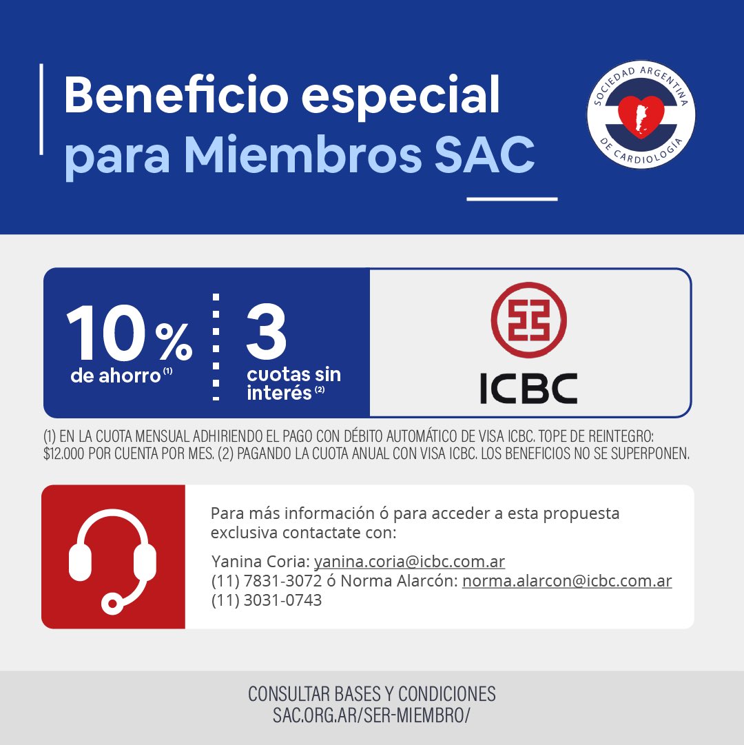 SAC_54's tweet photo. 🔵Beneficio especial ICBC para Miembros SAC 📣

✅Consultá bases y condiciones 👉🔗 https://t.co/J7IGD1Xelt https://t.co/Hab8qBPaHt