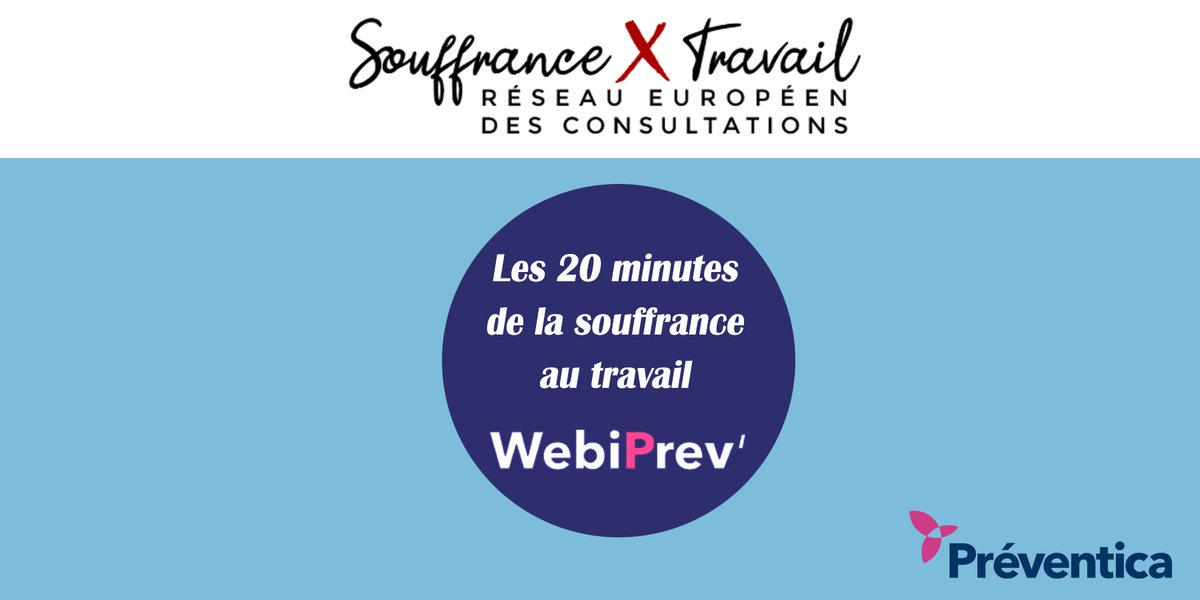SouffrTravail's tweet photo. WEBINAIRE : #BURNOUT PARTOUT, BURN-OUT NULLE PART mercredi 21 février 2024 – 11h30
Un #webinar gratuit organisé par @Preventica et Souffrance et Travail
https://t.co/Q01hgFlUBm https://t.co/xZTn1p4GBJ
