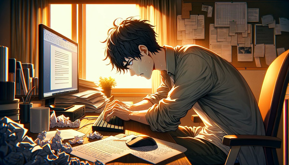 This is me trying to write text for a demo version of a visual novel😅. 
I'm finally satisfied with the quality of the rest of the content, but how difficult it is to learn to write good text from scratch🥲