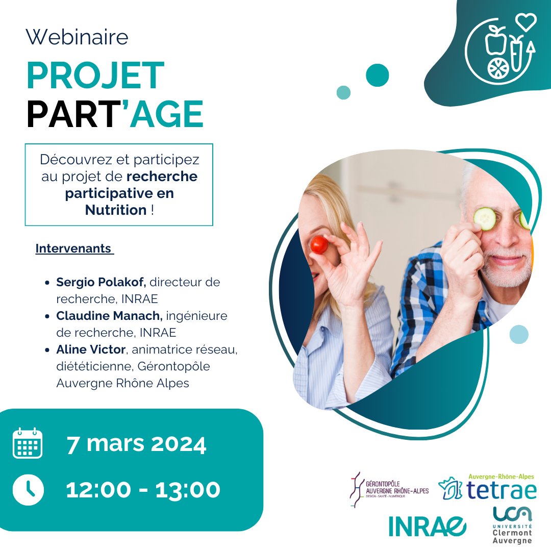 [Webinaire] Participez à un projet de recherche participative en Nutrition !
Vous êtes un professionnel de la nutrition et/ou de la gérontologie, vous êtes en contact avec une population autonome de 55 + sur la région Auvergne Rhône Alpes ? Inscrivez-vous gerontopoleaura.limesurvey.net/952278?lang=fr