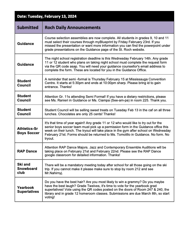 St. ROCH Daily Announcements tweet media