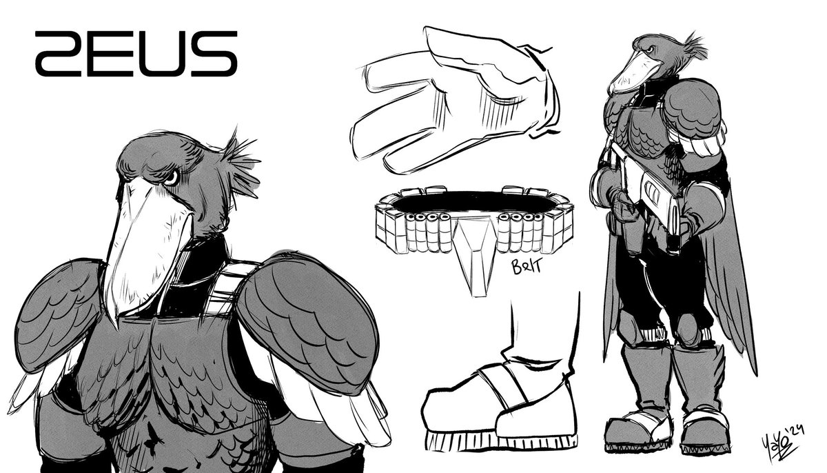 GilbertDeltrez's tweet photo. New GROM artist got started on some concepts right away. Here we have Madame President, a conniving Harpy eagle, and head of S.P.A.C.E, who has a personal Shoebill bodyguard named Zeus!
#GalacticRodentsofMayhem #makingcomics #ironage #comics
#indiecomics https://t.co/CSuXsOTKkP