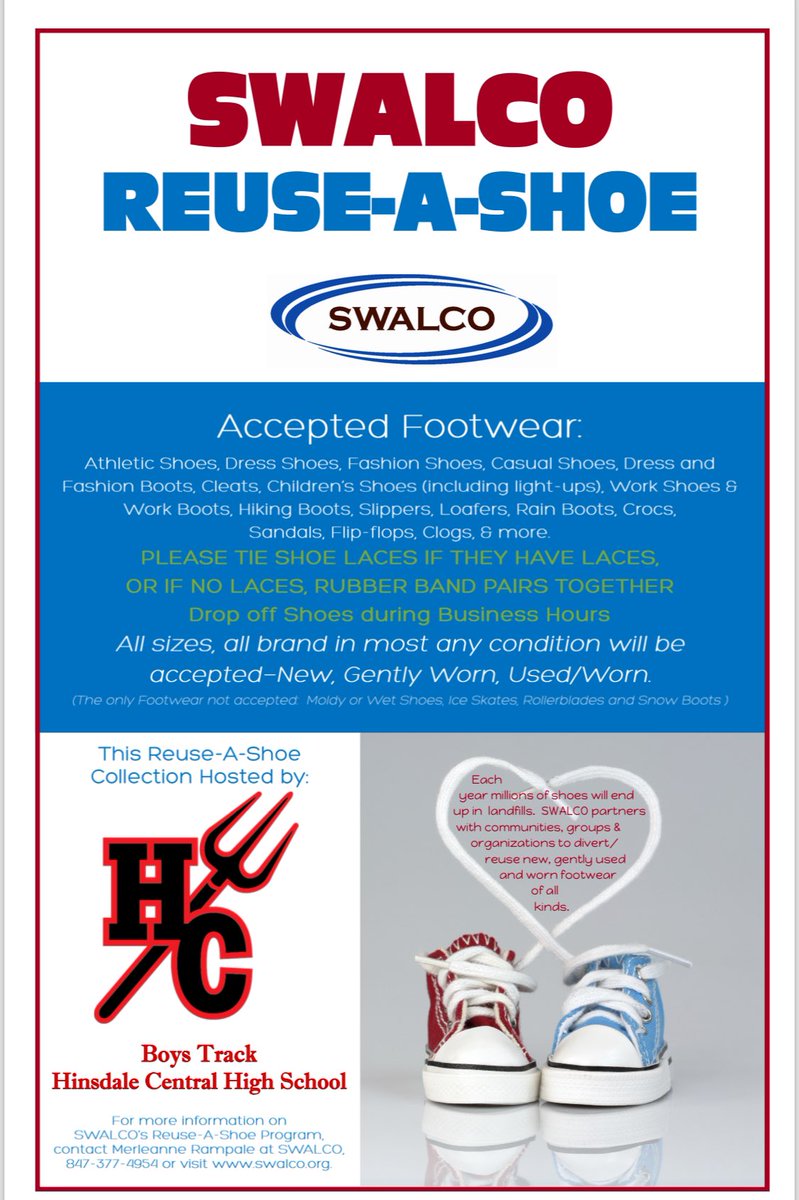 HC Track and Field is hosting a shoe drive. Donation boxes are located at all entrances of the school. There will also be a collection event at Fridays meet. Please bring as many shoes as possible! Thank you for supporting!