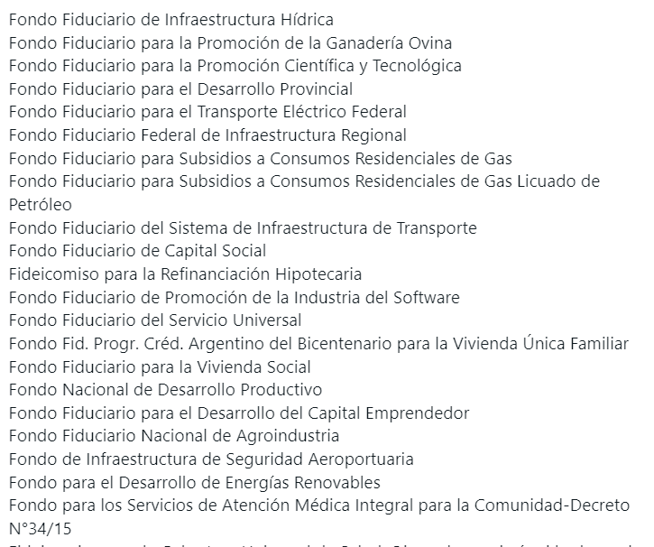 #LeyOmnibus 🇦🇷 hay 29 fondos fiduciarios. Administran 2% PBI=$ 5 billones x año=entre US$ 8.000 y 10.000 millones. Gobierno proponía controlarlos. Qué tareas, criterios, contratos y evaluar cumplimiento objetivos. Cajas⬛️que políticos no estaban dispuestos a soltar 👇👇👇