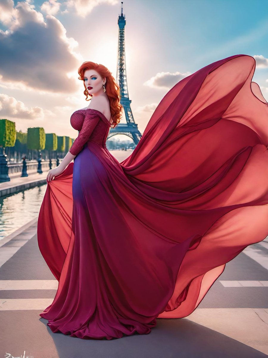 Lovely flowing dress и beautiful Eiffel Tower in the background 🇨🇵🗼👗 #ExMermaidLife #Ariel #Paris