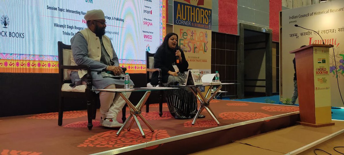 National Book Trust, India (@nbt_india) on Twitter photo The ‘Interesting Narratives: History, Heritage & Publishing’ session at the #WorldBookFair2024 by Vikramjit Singh Rooprai <a href="/DelhiHeritage/">Vikramjit Singh Rooprai</a> and <a href="/Trisha_Niyogi/">Trisha De Niyogi</a> took us down the annals of history, celebrating the intellectual prowess of ancient knowledge. They added that historical The ‘Interesting Narratives: History, Heritage & Publishing’ session at the #WorldBookFair2024 by Vikramjit Singh Rooprai <a href="/DelhiHeritage/">Vikramjit Singh Rooprai</a> and <a href="/Trisha_Niyogi/">Trisha De Niyogi</a> took us down the annals of history, celebrating the intellectual prowess of ancient knowledge. They added that historical