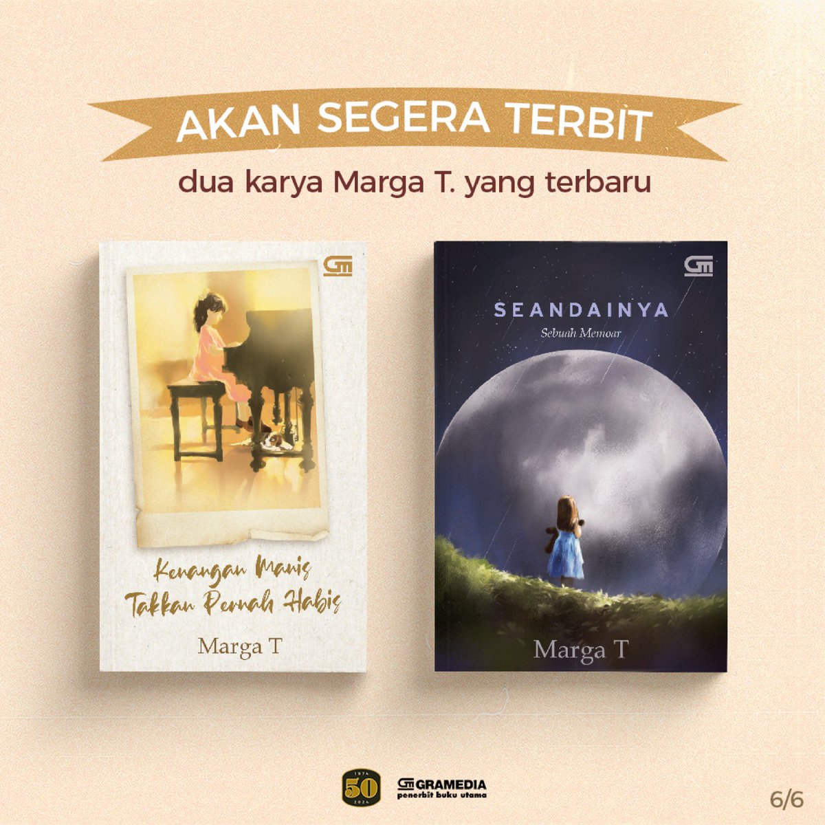 bukugpu's tweet photo. Sebentar lagi, akan terbit dua buku terbarunya. 🥹 Penantian lama teman-teman pembaca. Kita nantikan! 🕊️ #bukugpu #MargaT https://t.co/E55vz9wcaE