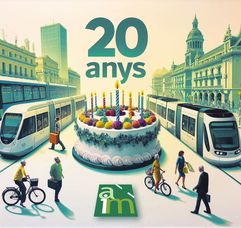 🎂Avui #AIM fa 20 anys! 

🚞20 anys compromesos amb la planificació de la mobilitat sostenible, 20 anys compromesos amb el territori🚶‍♀️🚲🚌

🥳Seguim endavant per fer-ne molts més! #SmartMobility