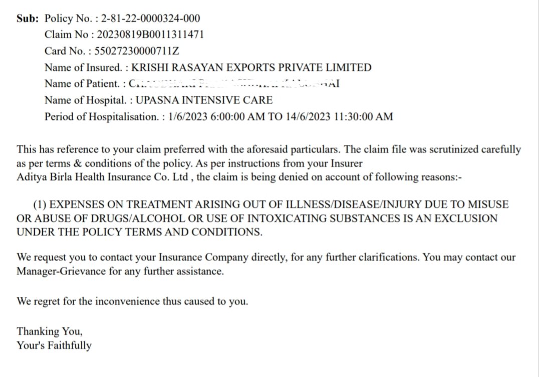 skchaudhariii's tweet image. We are waiting from last 06 months..and they rejected death claim on a irrelevant reason which is not true. Attached  here..#healthinsurancescam
#scamming 
#insurance