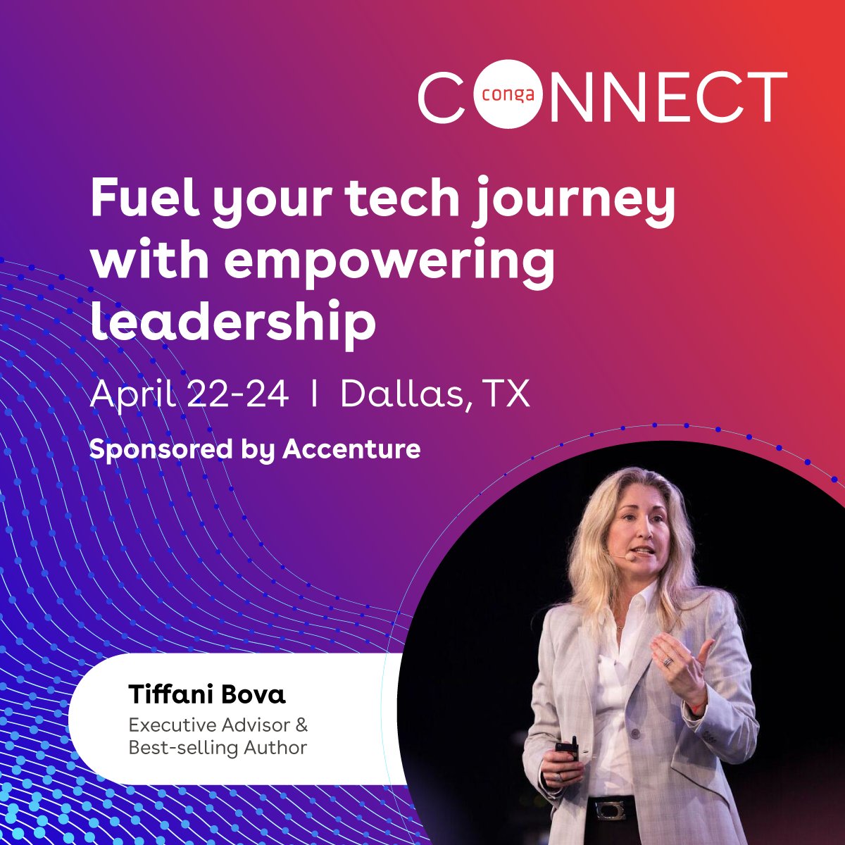 Don't miss #CongaConnect with thought leaders like <a href="/Tiffani_Bova/">Tiffani Bova</a>. Join the Women in Tech breakfast to learn about navigating the tech landscape. Save your spot: okt.to/6mnMid #revenuelifecyclemanagement