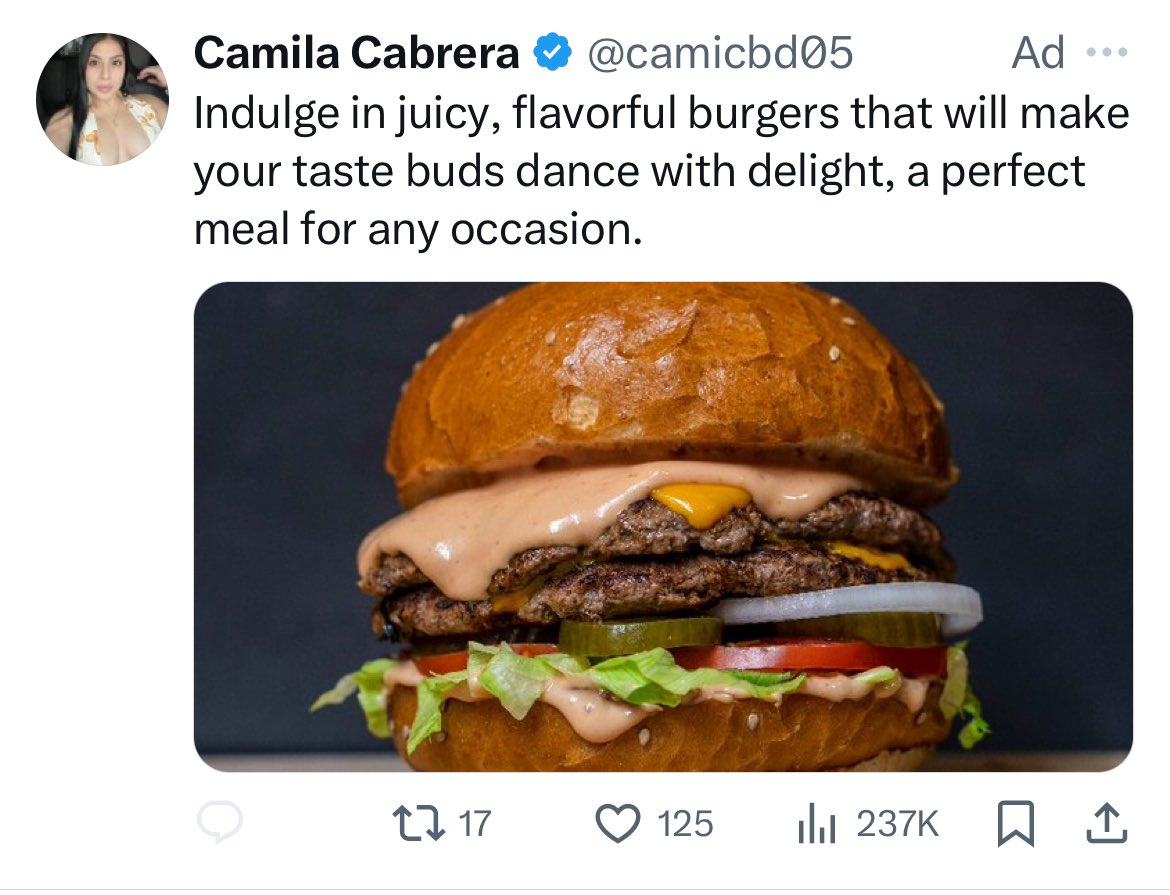 Love to get an ad for, as far as I can tell, the concept of a hamburger.