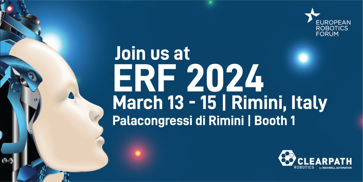 Next month, we're headed to Rimini, Italy! 🇮🇹 Join us at the European Robotics Forum at the Palacongressi di Rimini from March 13-15. If you're attending, be sure to visit our booth to chat with our team! #ClearpathRobotics #ERF2024 #eurobotics 🤖
