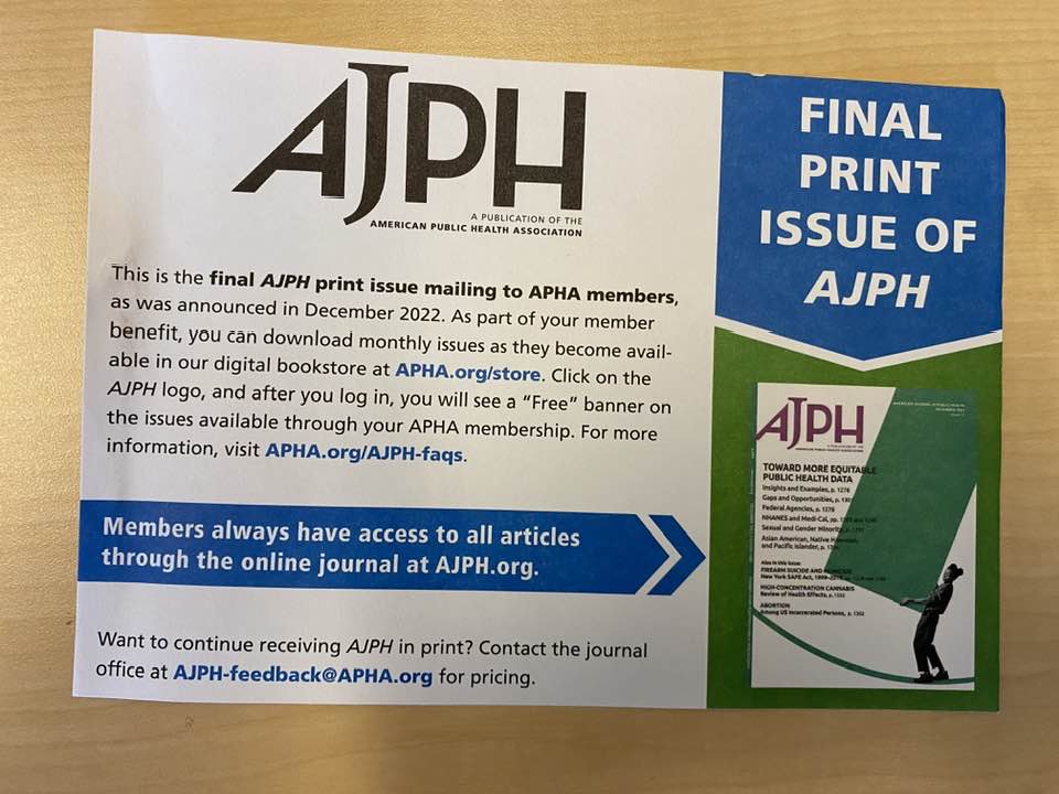 What?! No more print issues of AJPH?! Our team marked the milestone with publication of our ChiCAS paper!