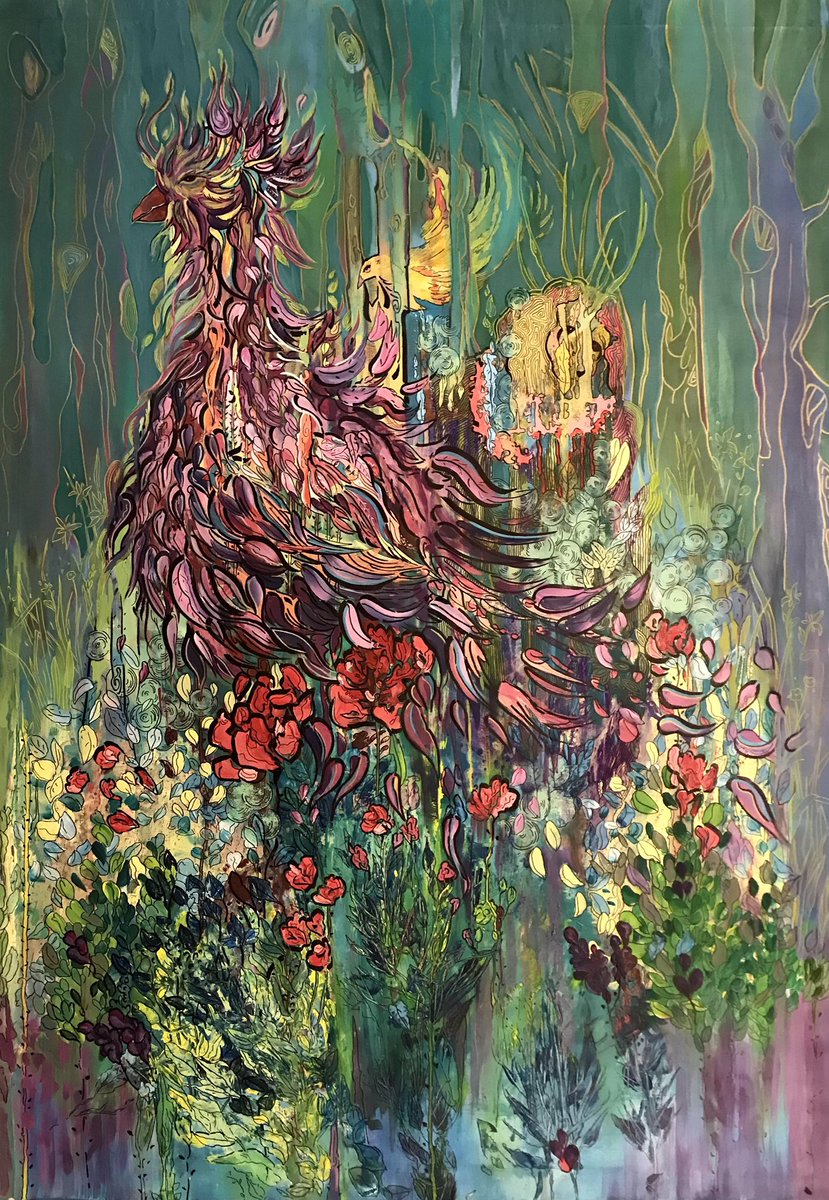 Paradise 
A place on the earth that we make it and full of legends and reality 

Simurgh 
(Physical painting-Abstract-Mixed media on Canvas)
1/1
1000 Tezos
Link:

objkt.com/tokens/KT1BJxc…

#TNTNFT #NFTCommunity #nftshills