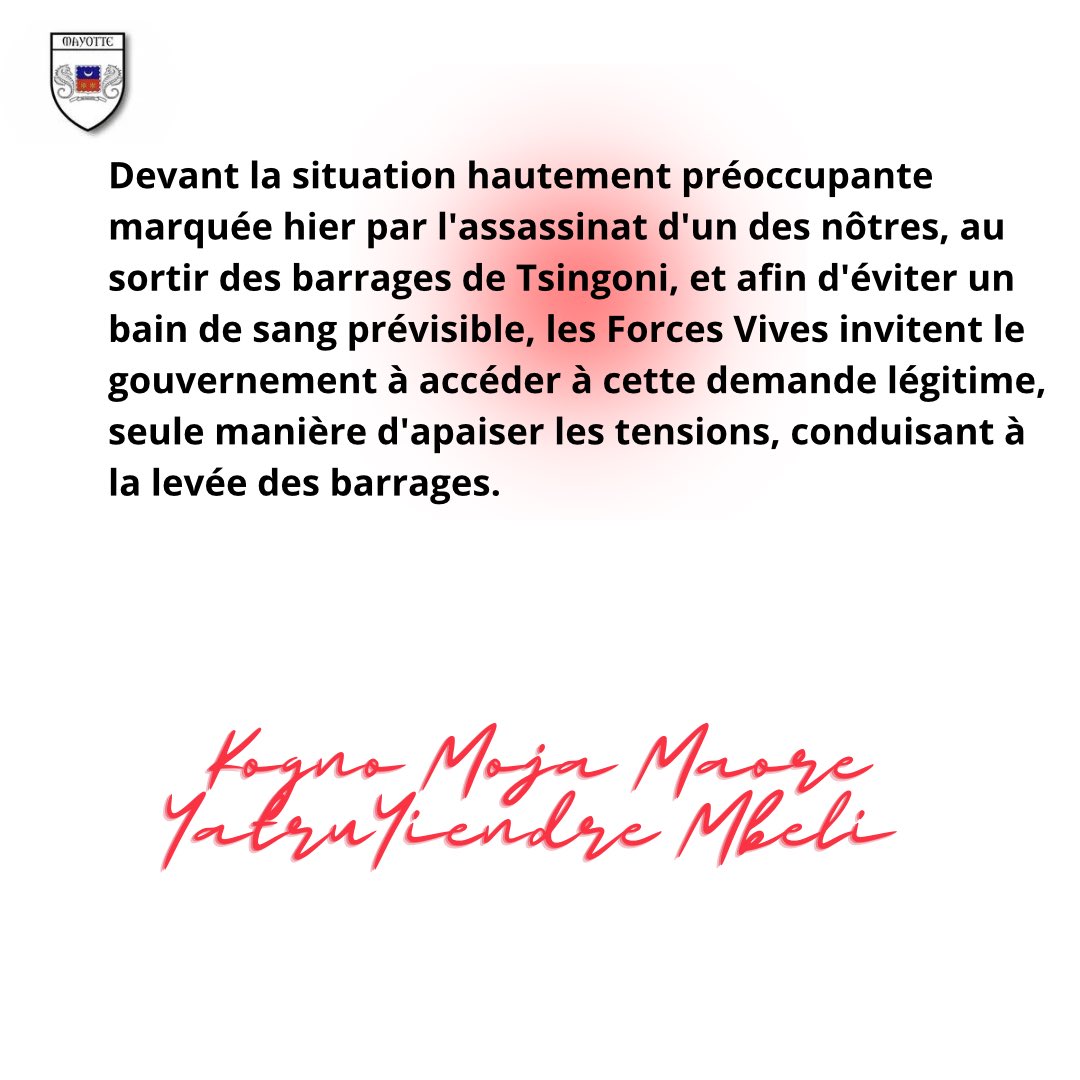 ForcesVives976's tweet photo. Communiqué du jour 🚨 #LesForcesVives #Mayotte https://t.co/di5CzRWoos