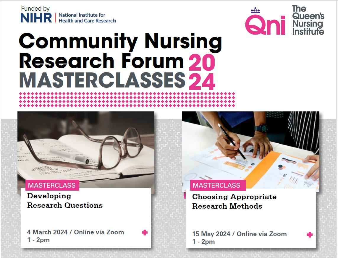 📣 Colleagues @CPFT_NHS are invited to join the @TheQNI Community Nursing Research Forum and attend their free online masterclasses! Nurses & students interested in community #research can get advice & tips on research Qs, methods + funding. Book here: ➡️ bit.ly/3SWp64p