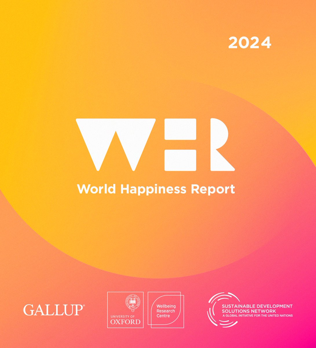 OxWellResearch's tweet photo. 🤝 We are delighted to announce that, from March 2024, the World Happiness Report will be published from @UniofOxford under a new partnership between @Gallup, the Wellbeing Research Centre and the Sustainable Development Solutions Network.

Read more 👉 https://t.co/Bnp3ThLynC https://t.co/eDZrstHK1T