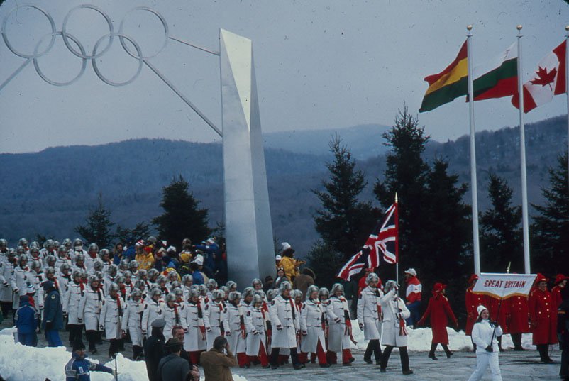 The Opening Ceremony for the 1980 Winter Olympic Games in Lake Placid happened on this day 44 years ago! This photo shows the team from Great Britain walking in during the "Parade of Nations" that are seen during each Olympics.
#Olympics #adirondacks #lakeplacid #history #theADKX