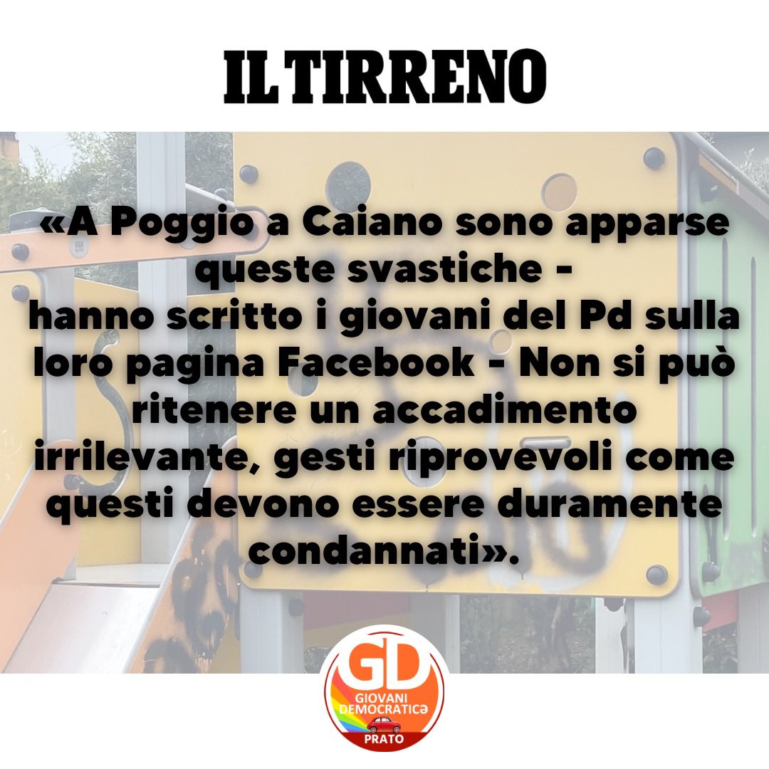 GDPrato's tweet photo. 🟠La nostra condanna, non c'è spazio per nessun rigurgito nazista🟠

A Poggio a Caiano sono apparse queste
svastiche, non si può ritenere un accadimento irrilevante, gesti riprovevoli come questi devono essere
duramente condannati. https://t.co/qlB1UbrY9G