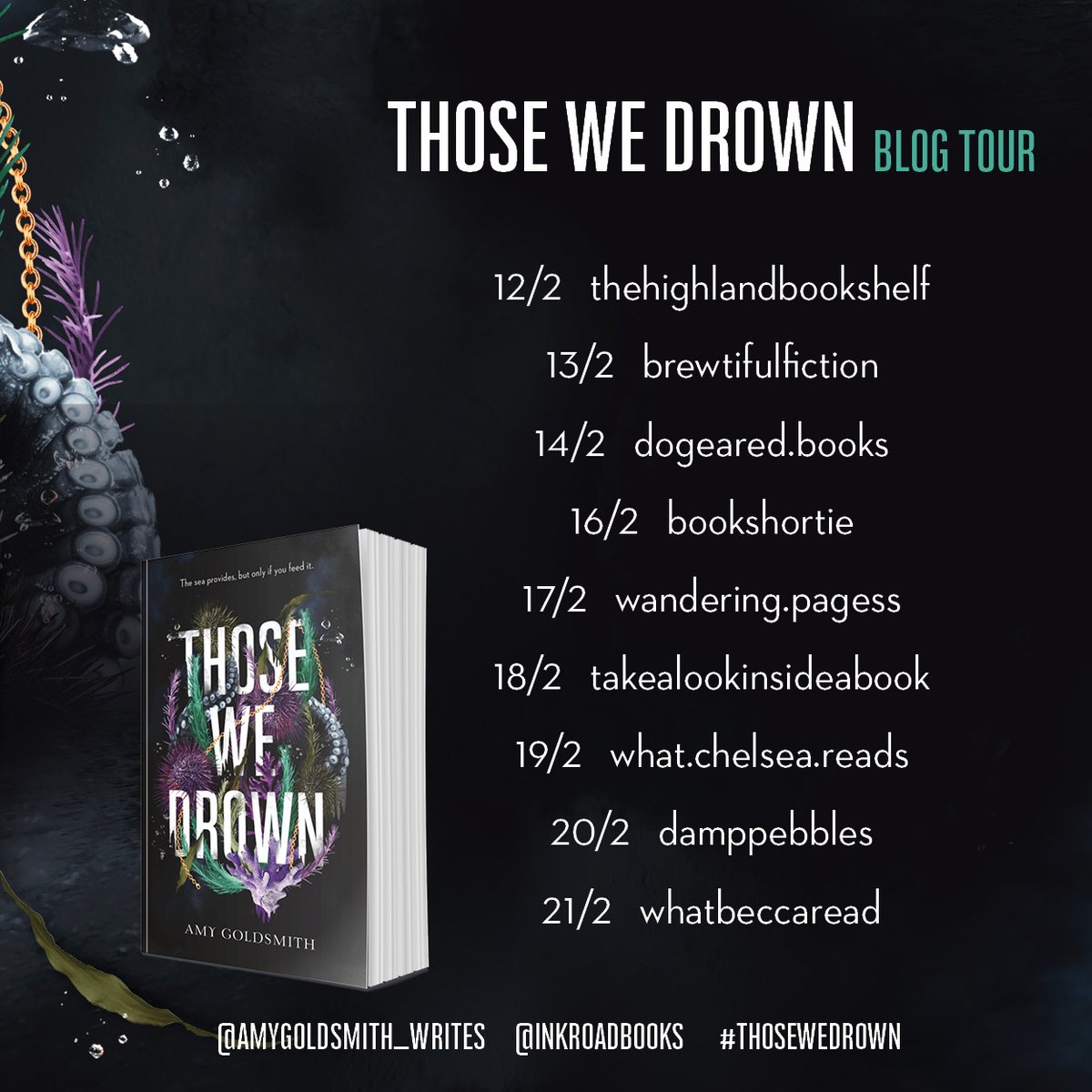 LittleMemoirs's tweet photo. "Magnificently bone-chilling to the core. I became lost in a treacherous story of myth, surreal dreams and otherworldly horrors. A fresh spin on lore." #ThoseWeDrown @amygoldsmith_ @ninadouglas @inkroadbooks 🌊🖤🚢⚓️🪸😱
View the last tour stop post: https://t.co/jDx05SszN3 https://t.co/YqmCuxT3Qf