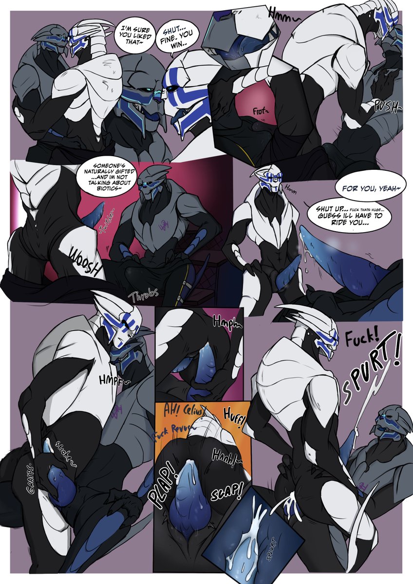 The meeting of Celius and Revus!
What's going to happen? Find out in the comic!
Uncombined pics here: x.com/Turian_Anatomy…

Some chatting, some drinking, then boom! Sparring! What comes next? Aftercare, of course~

🎨: <a href="/RevusCaeldas/">revuscaeldas on the better place 🦋💀COMMS CLOSED❼</a>