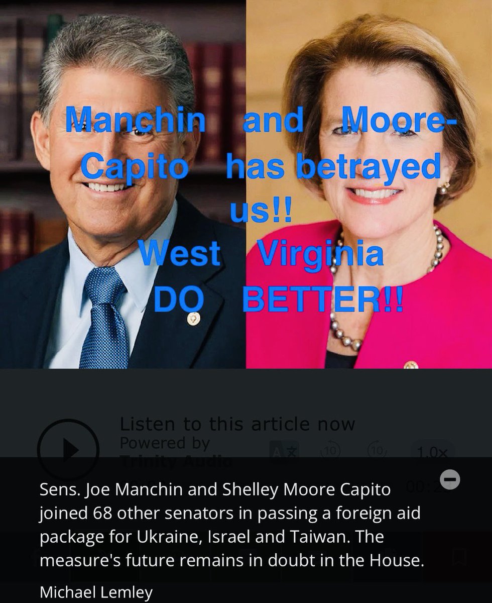 JoeEarleyWV2's tweet photo. 🚨🚨Betraying West Virginia and America and we have a front row seat watching your $95B betrayal in real-time!  
@SenCapito @Sen_JoeManchin 
#nomoneyforukraine #AmericaFirst 
#DoYourJob and #ProtectOurBorder 
@BradMcElhinny 
@TomRoten 
@BarryHolstein https://t.co/D1gzaF4KEL