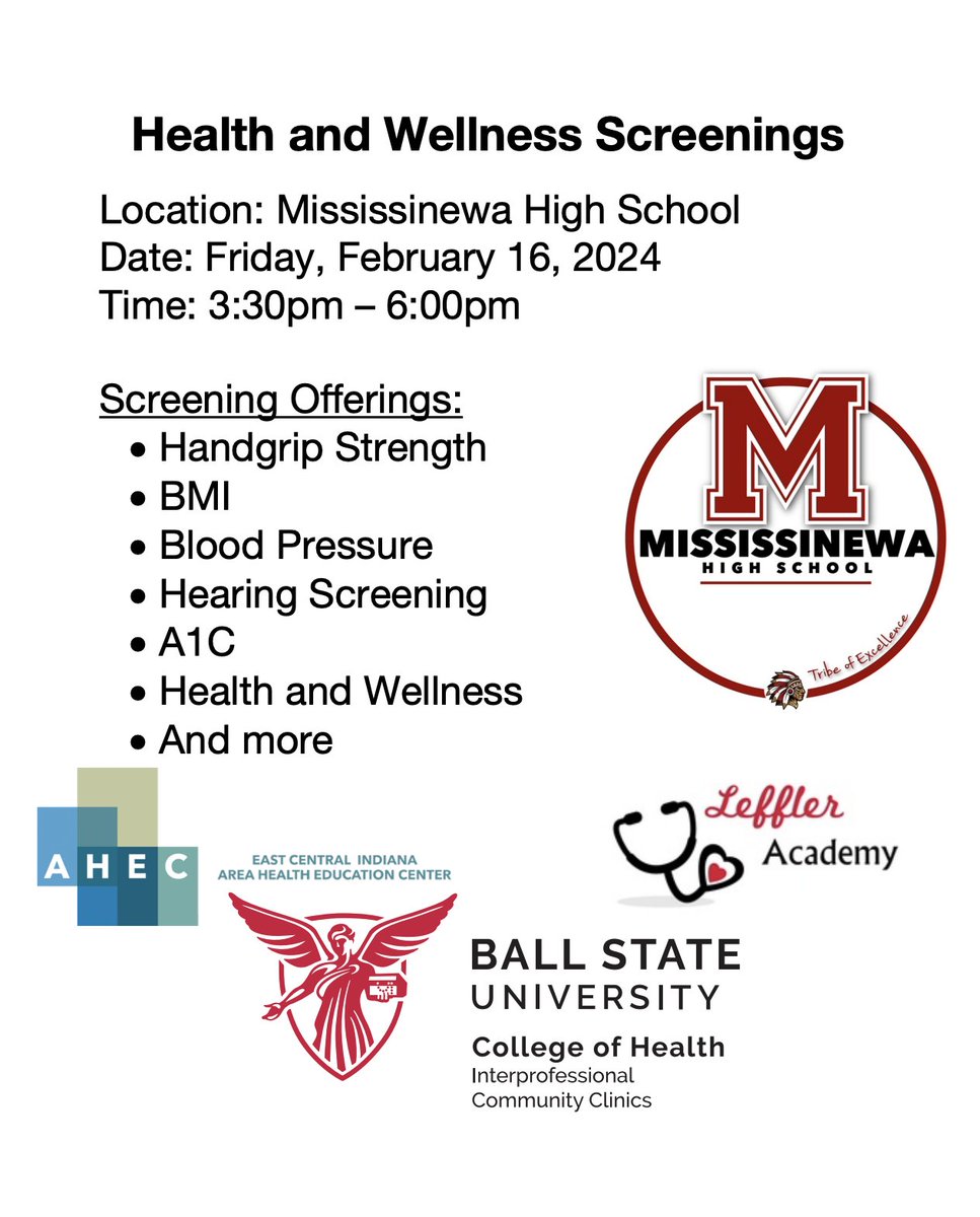 Mark your calendars! Health and Wellness Screenings this Friday at MHS!