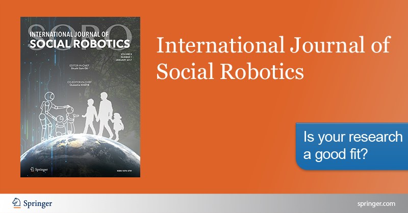 springer1842's tweet photo. The January issue of the International Journal of Social Robotics is now available! View the 15 articles in this issue here https://t.co/xqHEptyZsY @SpringerEng #HumansvsRobots #SocialRobotics https://t.co/sxa5jKqSOj