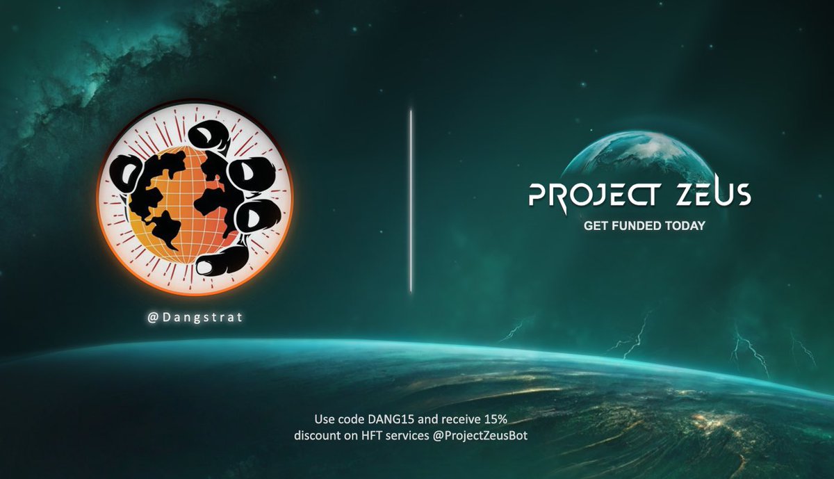 Dangstrat's tweet photo. Excited to announce my collaboration with @ProjectZeusBot. 

Save time and get funded without needing to complete any challenge phases with a GUARANTEED 100% success rate, exclusively available through HFT approved firms.

Use code ‘DANG15’ and receive a 15% discount🤝 https://t.co/qVlGlDFGkG