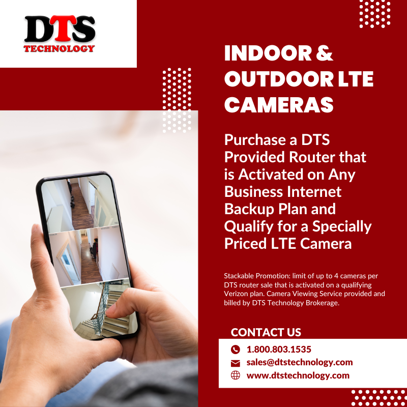 DTSTechnology_'s tweet photo. Elevate your business's security! Invest in a DTS Provided Router activated on any Business Internet Backup Plan and qualify for a specially priced LTE Camera. Enhance protection with advanced technology tailored just for you! 🌐📷 #DTSTechnology #DTSSolutions #Security https://t.co/YVWqhhtnJR