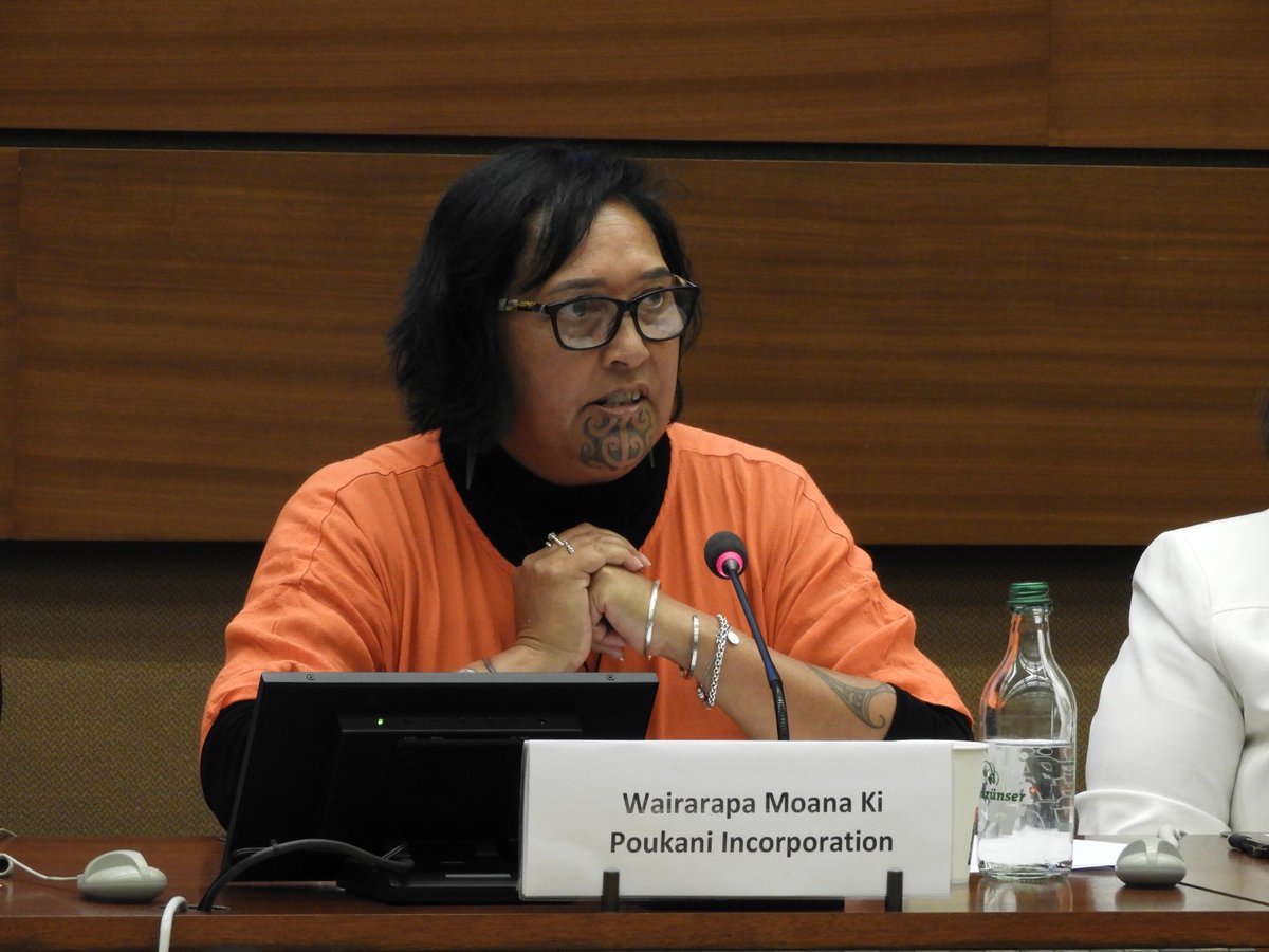 UPRinfo's tweet photo. #PS46 Wairarapa Moana Ki Poukani Incorporation spoke about #IndigenousPeoplesRights and #Justice in 🇳🇿. Among their recommendations, they called for the return of Wairarapa Moana ki Pouākani lands or to provide #compensations #UPR46 https://t.co/Nz09bBqrKk