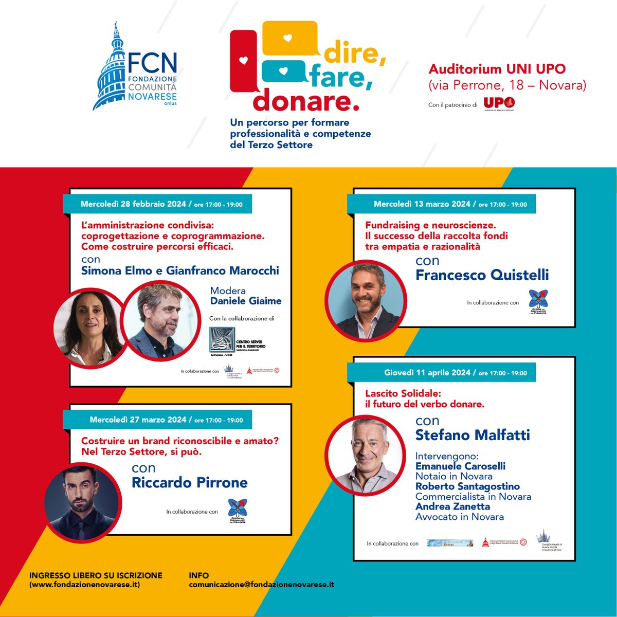 fcn_onlus's tweet image. Presentato ai media il ciclo " DIRE, FARE, DONARE – Percorso per formare professionalità del #Terzo #Settore.
👉 #COPROGETTAZIONE e #COPROGRAMMAZIONE
👉 #FUNDRAISING
👉 #COMUNICAZIONE
👉 #LASCITI #SOLIDALI
Gratuiti con obbligo iscrizione 🖋al link 👇
forms.gle/xvfCPpBQdpW9YL…