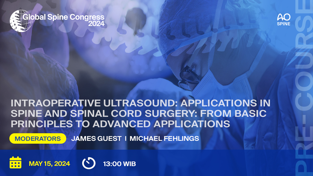 Looking forward to moderating this @AOSpine Intraoperative Ultrasound Pre-course at the Global Spine Congress in May. The program looks great - hope to see you there!