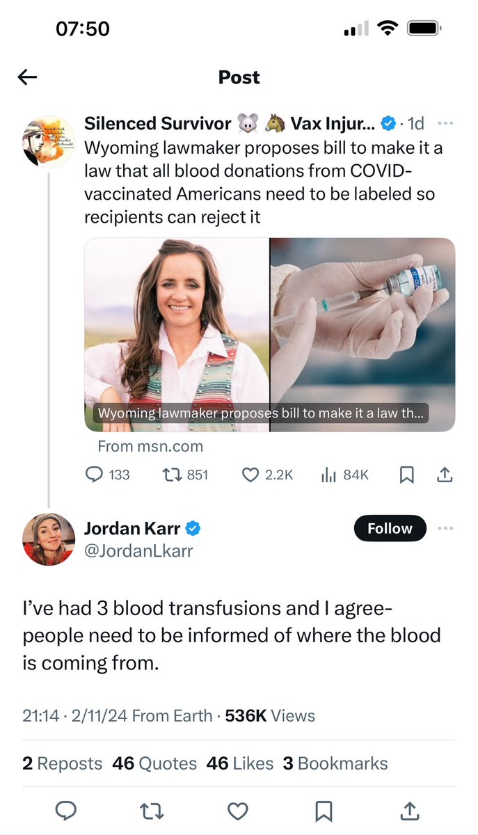 I’m so tired of trying to fix stupid. If they want to refuse blood from donors who received a COVID vaccine that’s just fine with me. Let them die. Save our critically short blood supply for people whose level of stupidity isn’t incompatible with life.
